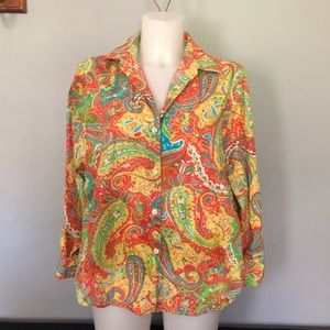 LAUREN Ralph Lauren size L paisley button up shirt